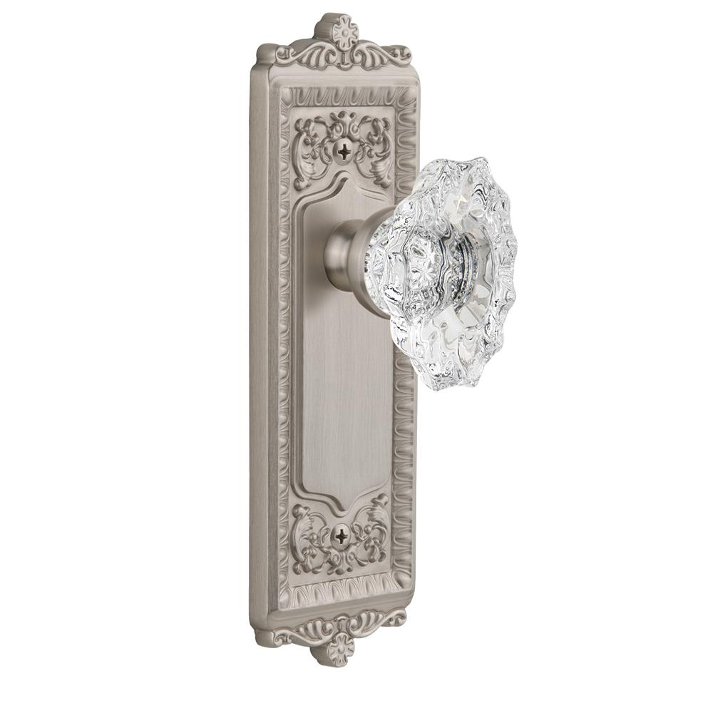 Grandeur by Nostalgic Warehouse WINBIA Complete Passage Set Without Keyhole - Windsor Plate with Biarritz Knob in Satin Nickel